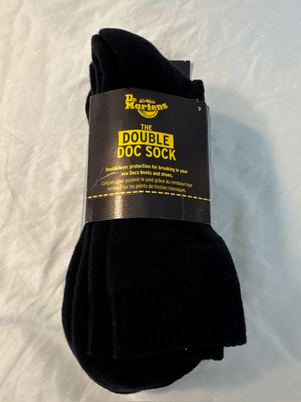 DR MARTENS Air Wair Men's Size 9-14 / 3 Pairs Black "The Double Doc" Crew Socks